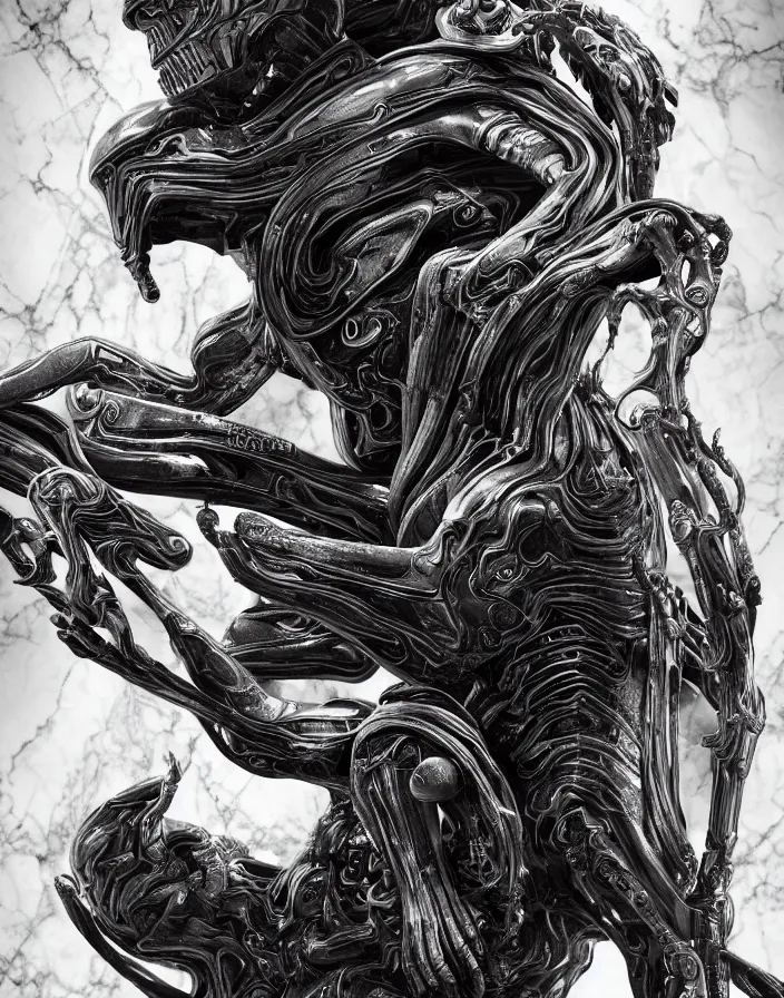 Prompt: engineer prometheus face, xenomorph alien face, highly detailed, symmetrical long head, smooth marble surfaces, detailed ink illustration, raiden metal gear, cinematic smooth stone, deep aesthetic, concept art, post process, 4k, carved marble texture and silk cloth, latex skin, highly ornate intricate details, prometheus, evil, moody lighting, hr geiger, hayao miyazaki, indsutrial Steampunk