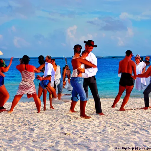 Prompt: salsa festival on cuba, beach, ocean,