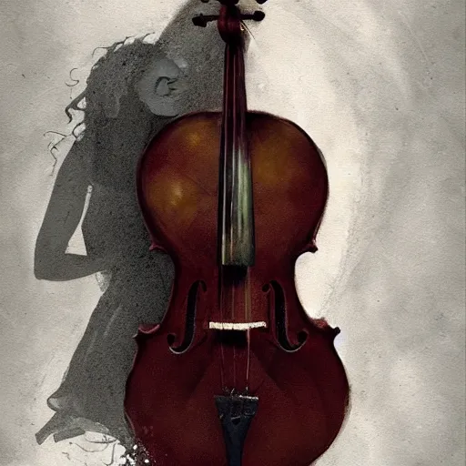 Image similar to girl hascello body as cello by greg rutkowski