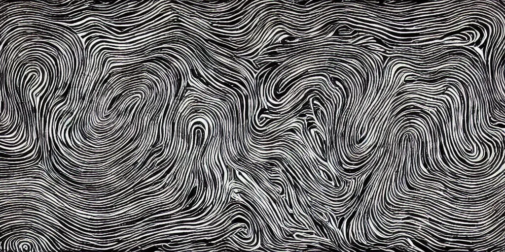 Image similar to topo camo, swirls, technical, acrylic, teeth, death metal, eerie, tribal, clay, dotting, lines, stipple, points, cybernetic, style of old painting, francis bacon art, sleep paralysis, hypnosis, eerie, terror, oil, neon, black and white, splotches, colorful dots, ominous, abstract