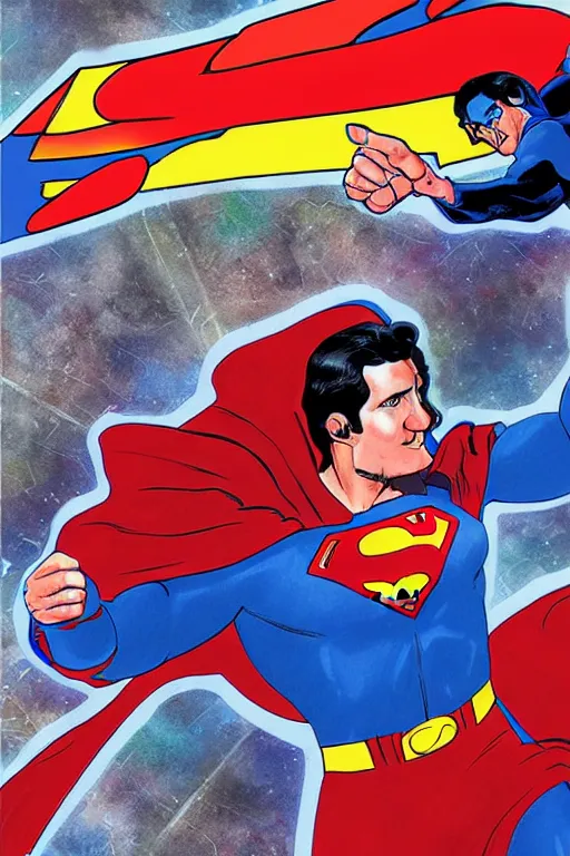 Prompt: Geddy Lee as Superman, trending on artstation