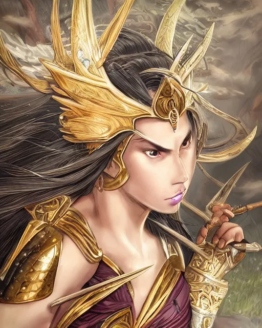 Prompt: A beautiful female warrior being killed by a witch, beautiful face, highly detailed face, close-up, fantasy art, female art, in the style of masami kurumada, illustration, epic, fantasy, intricate, hyper detailed, artstation, concept art, smooth, sharp focus, ray tracing