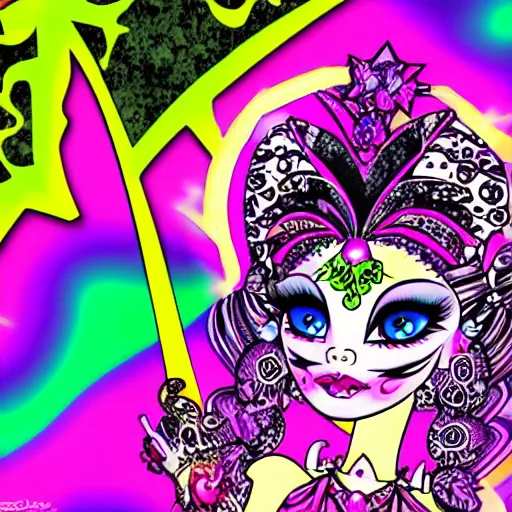 Image similar to psychedelic monster high detail