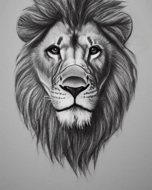 Prompt: pencil drawing of a lion wearing a hoodie