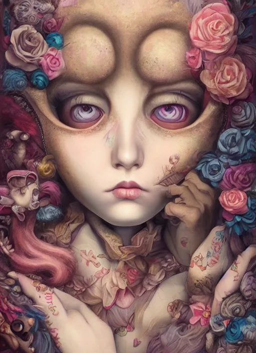 Prompt: pop surrealism, lowbrow art, realistic cute man with beard painting, japanese street fashion, hyper realism, muted colours, rococo, natalie shau, loreta lux, tom bagshaw, mark ryden, trevor brown style,