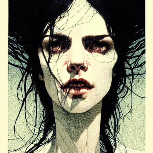 Image similar to portrait soft light, by killian eng and bernie wrightson and wayne barlow and conrad roset, inspired by victorian horror, etching, fine, sharp high detail,