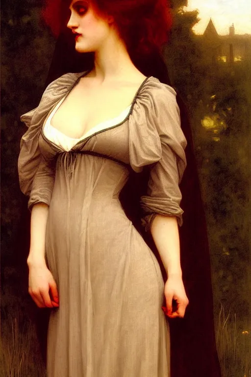 Image similar to victorian vampire, painting by rossetti bouguereau, detailed art, artstation