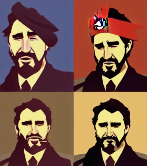 Image similar to face icon stylized justin trudeau as fidel castro, loftis, cory behance hd by jesper ejsing, by rhads, makoto shinkai and lois van baarle, ilya kuvshinov, rossdraws global illumination