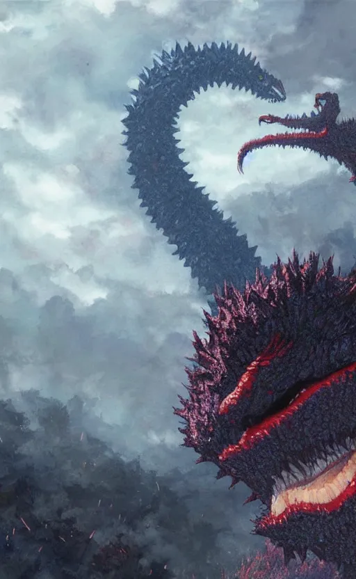 Image similar to shin godzilla, trending on pixiv fanbox, painted by greg rutkowski makoto shinkai takashi takeuchi studio ghibli