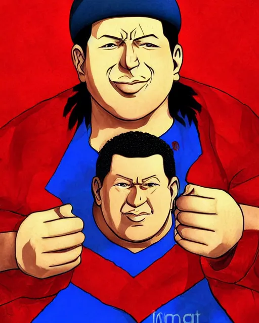 Prompt: Hugo Chavez portrait by Baki, Baki style, Baki, anime