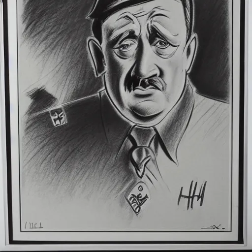 Image similar to milt kahl pencil sketch of adolf hitler warner brothers cartoon