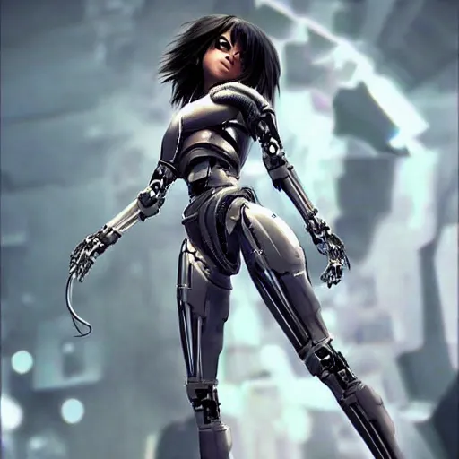 Image similar to battle angel alita!! very cybernetic and highly detailed, in the style of vitaly bulgarov, nanogirl!! nanogirl v 2!! zbrushcentral, pinterest, deviantart, artstation