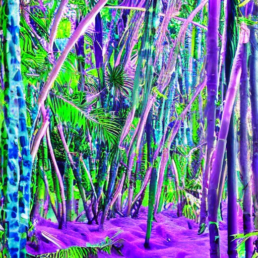 Image similar to blue jungle on purple beach