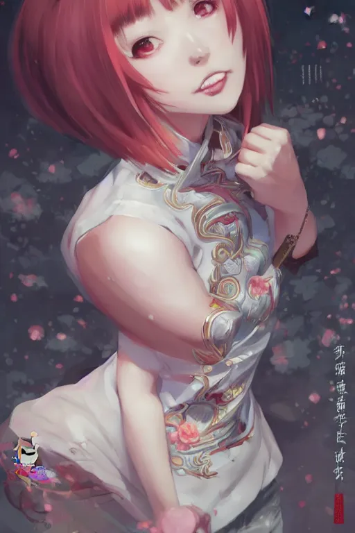 Prompt: mirror girl, cute mirror monster, wearing a cute cheongsam, anime portrait, digital art by krenz cushart, laurie greasly, wlop, artgerm, intricate, highly detailed, sharp focus, smooth, epic composition, joyful, unreal engine