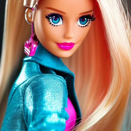 Image similar to barbie doll zoolander, depth of field, product shot, bokeh, dynamic lighting