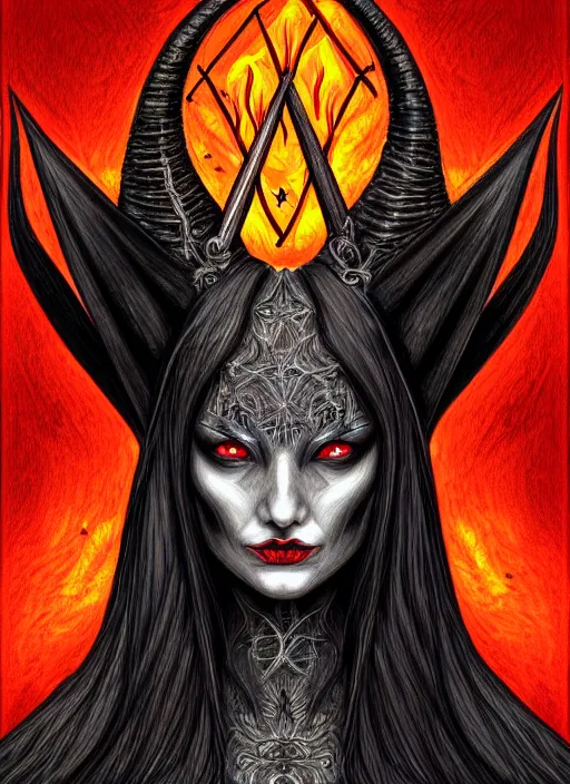 Image similar to a beautiful illustration of a satanic witch intricate sharp focus illustration highly detailed digital painting concept art