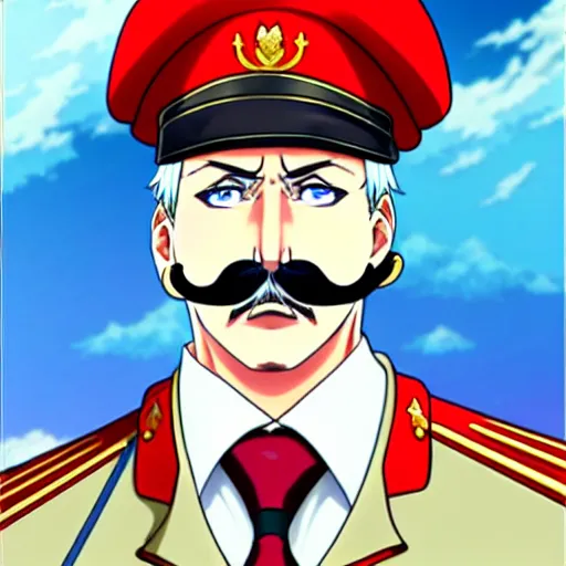 Image similar to Alexander Lukashenko in the style of an anime woman with a mustache