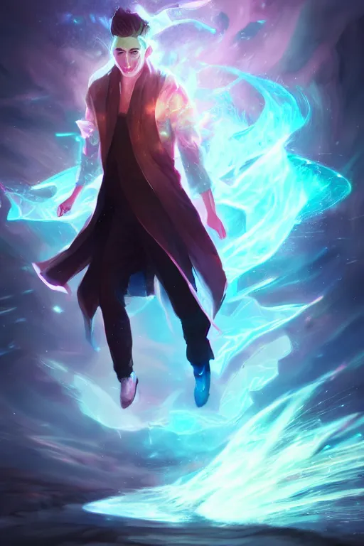 Image similar to a human elemental sorcerer, blurred environment background, colorful magic effects, white skin, portrait, male, sharp focus, digital art, concept art, dynamic lighting, by emylie boivin and rossdraws