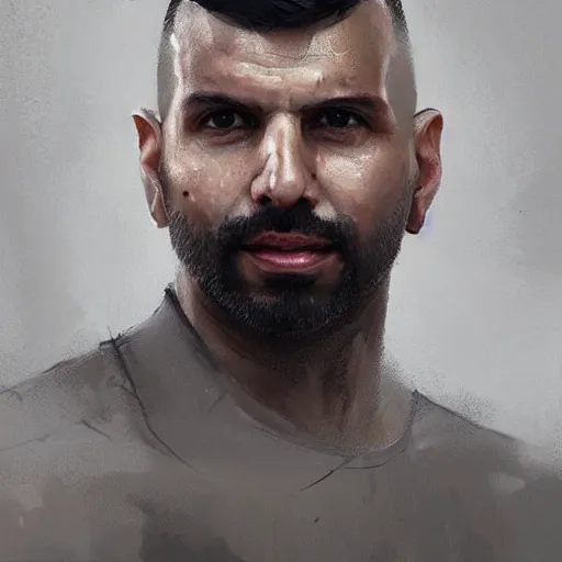 Prompt: portrait of bald sergio aguero in mid thirties with gray designer stubble!!!!!!! by greg rutkowski, attractive, highly detailed portrait, scifi, digital painting, artstation, concept art, smooth, sharp foccus ilustration, artstation hq