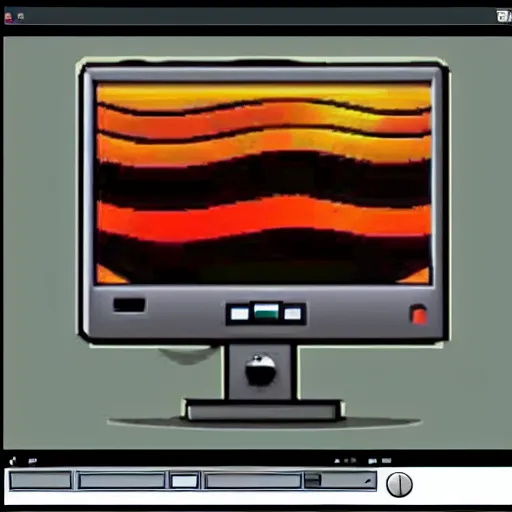 Prompt: macintosh crt monitor computer windows 1 9 9 9 computer graphics