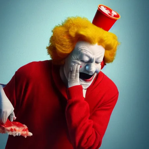 Image similar to ronald mcdonald puking vomiting