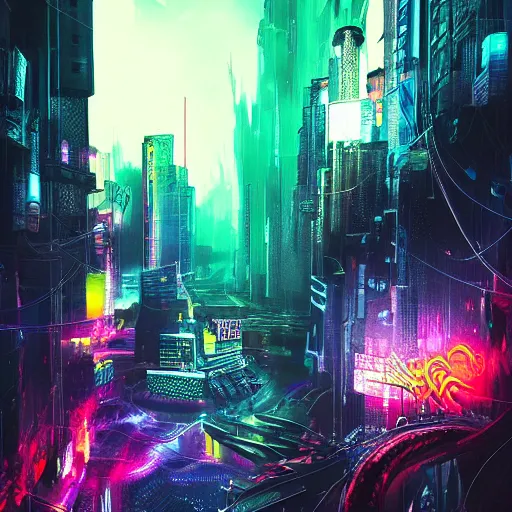 Image similar to Very very very horrific cyber-demon, cyberpunk style, vivid colors, dramatic lighting, top post of all time on /r/ImaginaryLandscapes subreddit