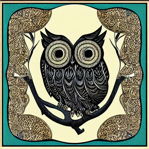 Image similar to Owl head in the style of art nouveau, detailed, hyper-detailed, fractals