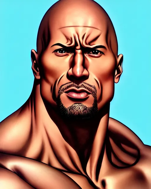 Image similar to portrait Anime man as Dwayne Johnson. fine-face, pretty face, realistic shaded Perfect face, fine details. Anime. realistic shaded lighting by Ilya Kuvshinov katsuhiro otomo ghost-in-the-shell, magali villeneuve, artgerm, rutkowski, WLOP Jeremy Lipkin and Giuseppe Dangelico Pino and Michael Garmash and Rob Rey in official suit