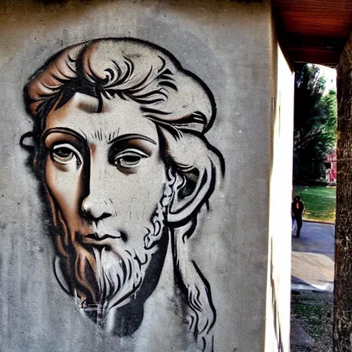 Image similar to graffiti of michelangelo's david, stencil