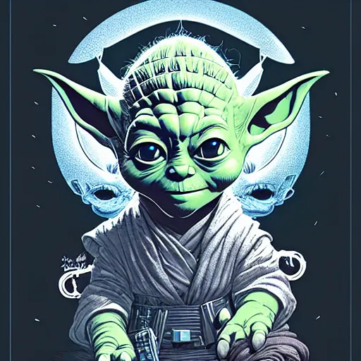 Image similar to portrait top light, by killian eng and joe fenton and martin deschambault and conrad roset, inspired by baby yoda, etching, fine, sharp high detail,