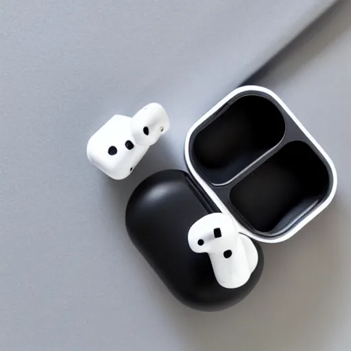 Image similar to black airpods pro case with marshmallow design on the case, studio, product photo