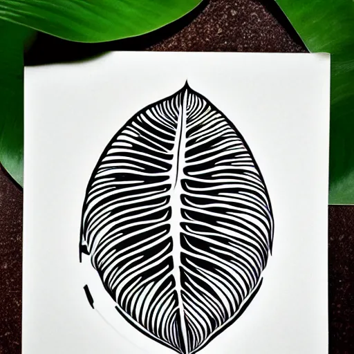 Image similar to thin lines, tattoo stencil of a monstera deliciosa leaf, intricate lines, elegant