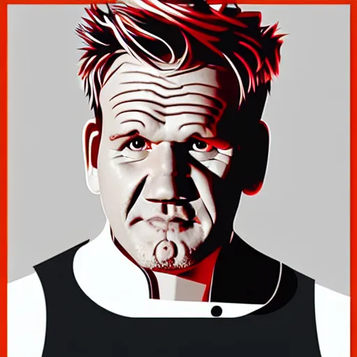 Image similar to a portrait of gordon ramsay, geometric shapes, rounded corners, candy colors, artstation, illustration, digital art