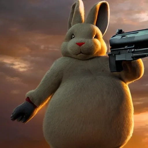 Image similar to “Big chungus with a gun”