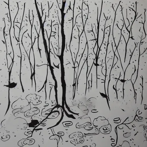 Image similar to zen, forest, flounders, ink