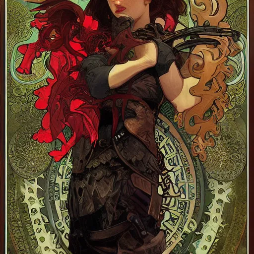 Image similar to daredevil portrait and costume designs, intricate, elegant, highly detailed, digital painting, smooth, sharp focus, illustration, art by alphonse mucha