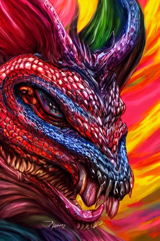 Image similar to multicolored venom Dragon princess, digital art, 8k ,character ,realistic, portrait, hyperrealistic