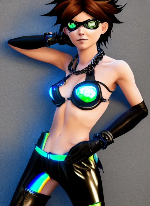 first-cobra23: Tracer from Overwatch wearing latex clothing, hyper