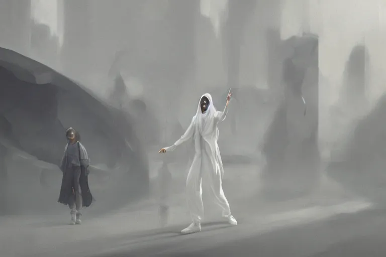Image similar to a hyperrealistic render of people in white circulating a black alien cube, worship, order, outdoor, by Artgerm,Greg Rutkowski,Alphonse Mucha, Beautiful dynamic dramatic dark moody lighting,shadows,cinematic atmosphere,Artstation,concept design art,Octane render,8K
