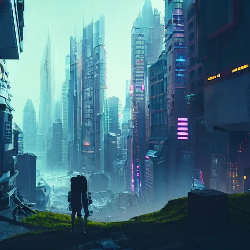 Image similar to the call of the void, futuristic cityscape, unreal 5 render, studio ghibli, history painting, digital art, octane render, beautiful composition, trending on artstation, award - winning photograph, masterpiece