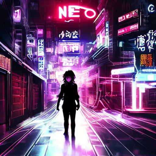 Prompt: neo tokyo ghost in the shell cyborg bar volumetric lighting neon train