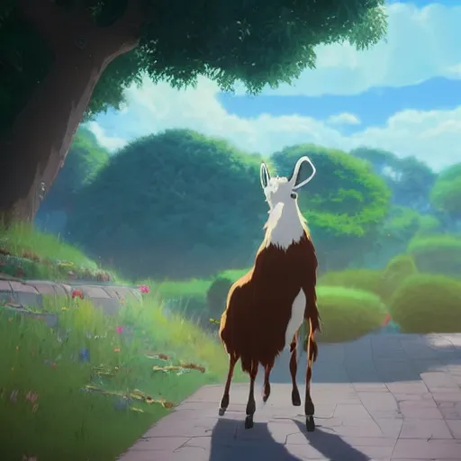 Image similar to a wholesome animation key shot of a goat smoking a joint, studio ghibli, pixar and disney animation, sharp, rendered in unreal engine 5, anime key art by greg rutkowski, bloom, dramatic lighting