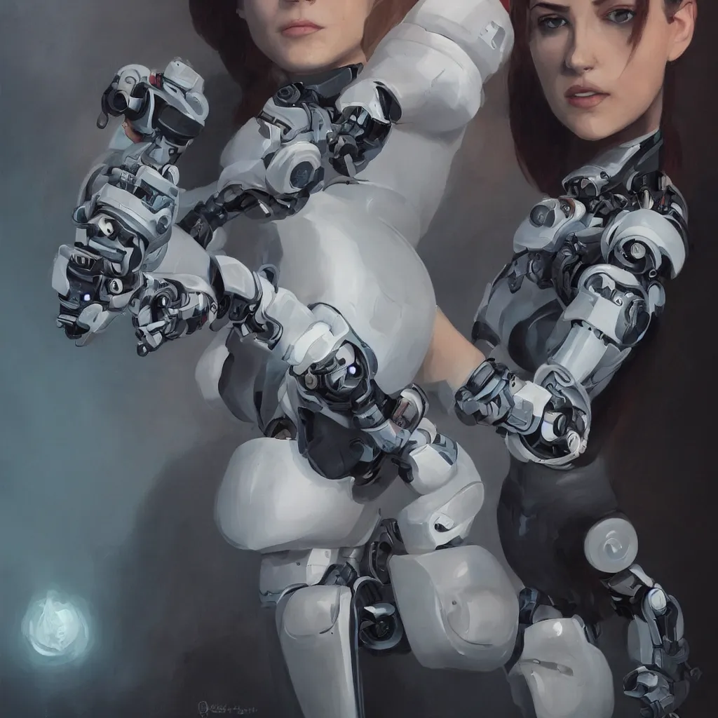 Image similar to a portrait of a woman with a robotic arm, sci-fi, trending on Artstation, character portrait