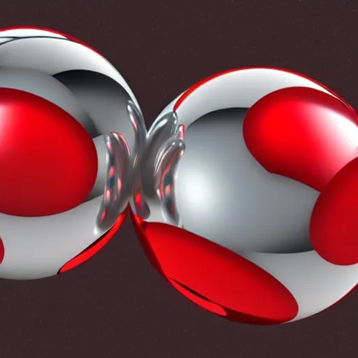 Prompt: chrome spheres on a red cube, hyperrealistic