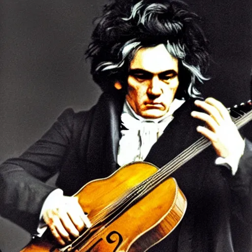 Image similar to photograph of ludwig van beethoven playing on stage in woodstock