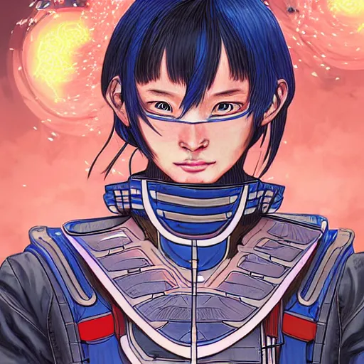 Prompt: A sorcerer wielding a futuristic blast cannon Apex Legends character digital illustration portrait gorgeous lighting, wide angle action dynamic portrait, art by Shintaro Kago-H 640