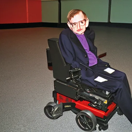 Image similar to stephen hawking playing lazer tag