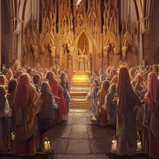 Prompt: A great lead singing chorister baboon in front of his choir singing Halleluja in an church in Munich, D&D, fantasy, intricate, elegant, highly detailed, digital painting, artstation, concept art, matte, sharp focus, illustration, hearthstone, art by Artgerm and Greg Rutkowski and Alphonse Mucha