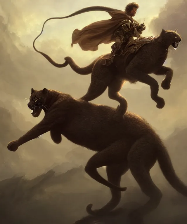 Prompt: will ferrel, cinematic, riding a panther, elegant, highly detailed, digital painting, artstation, smooth, hard focus, illustration, art by jessica rossier and and brian froud