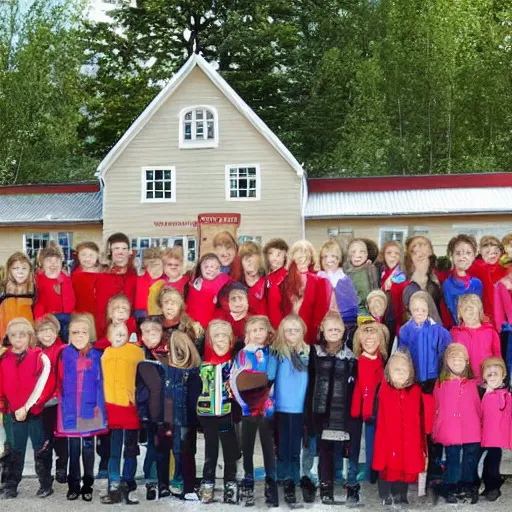 Image similar to norwegian school outside